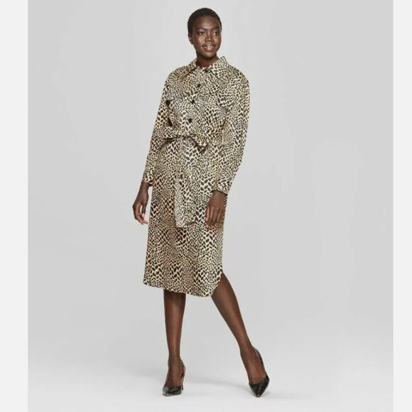 Who What Wear Leopard Print Belted Shirt Dress NWT XXL! - Picture 3 of 3